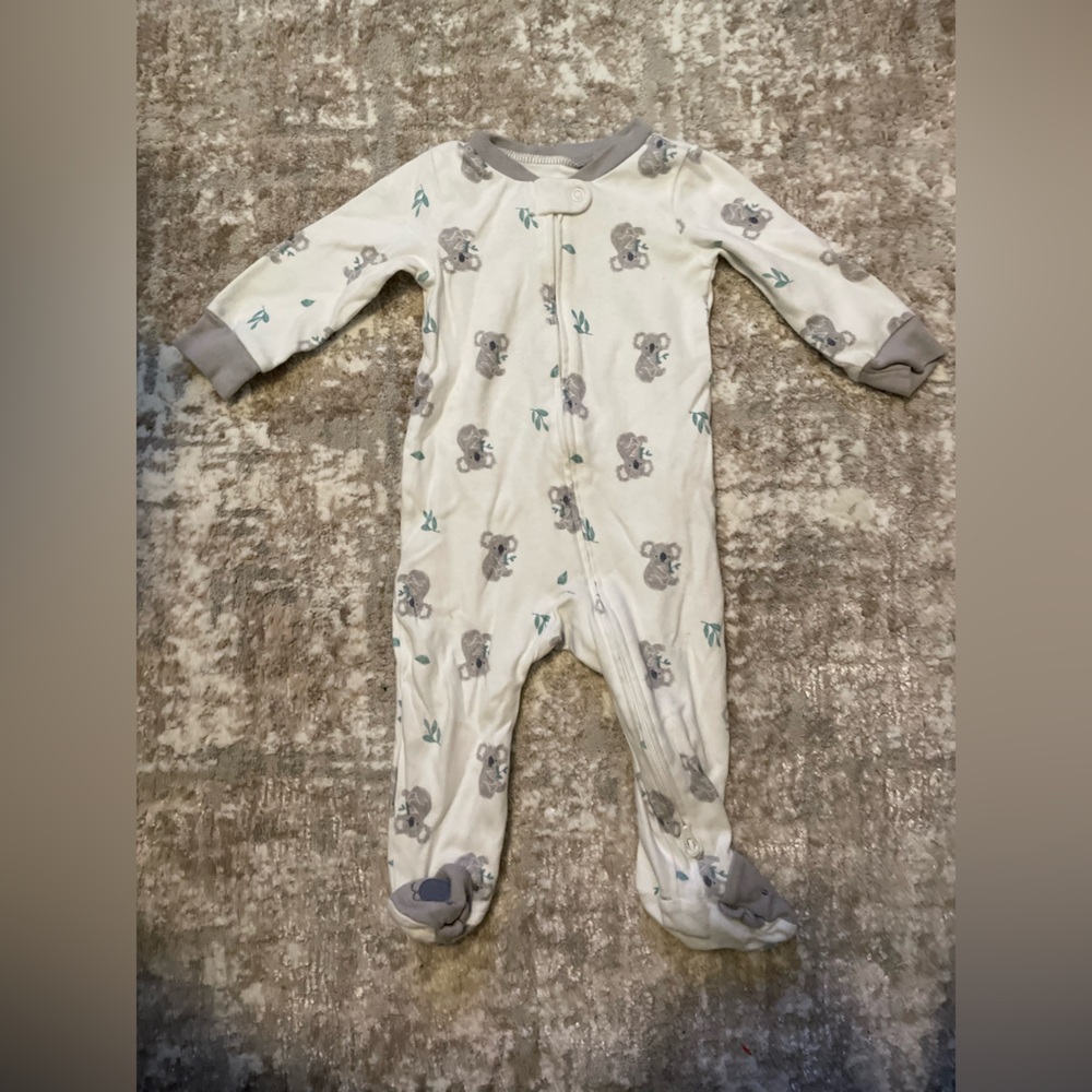 Carter's White and Gray Koala Footie size 6/9M